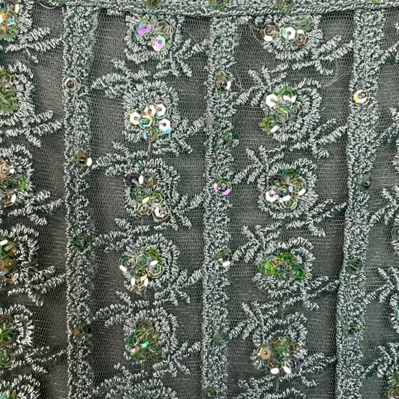 The Pyramid Collection Sequin Lace Fairycore Ethereal Long Sleeve Top Teal Sz L - Picture 5 of 7